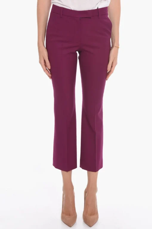 Best Pantaloni in Lana Vergine a Una Pince con Gamba Crop Donna Pantaloni