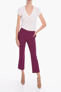 Best Pantaloni in Lana Vergine a Una Pince con Gamba Crop Donna Pantaloni