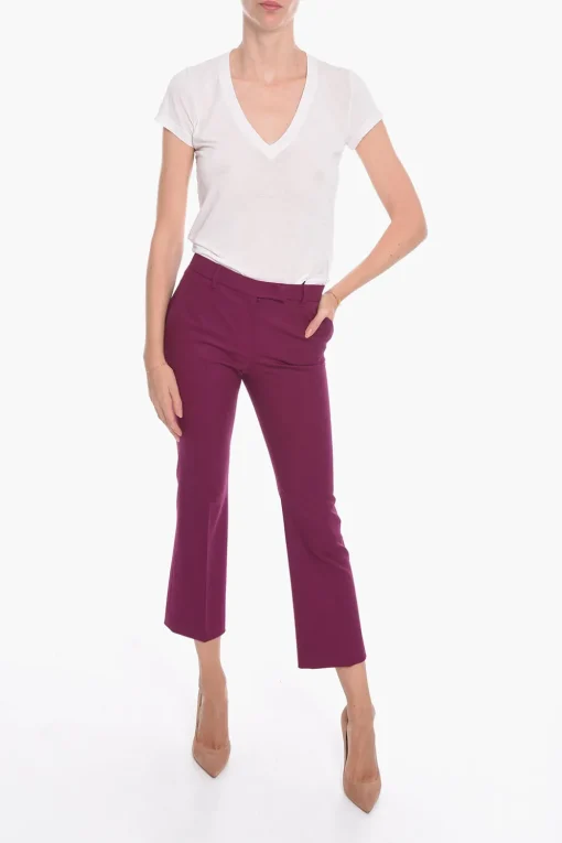 Best Pantaloni in Lana Vergine a Una Pince con Gamba Crop Donna Pantaloni