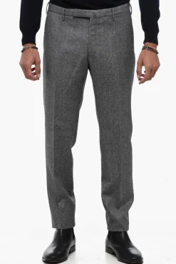 Pantaloni in Lana Vergine a Vita Regolare>Incotex Hot