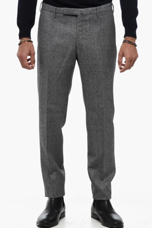 Pantaloni in Lana Vergine a Vita Regolare>Incotex Hot