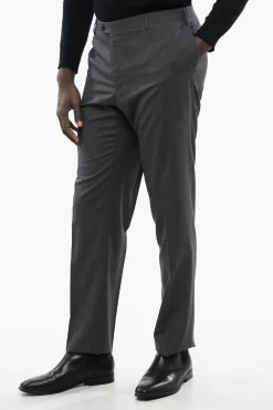 Pantaloni in Lana Vergine ACADEMY con Chiusura Nascosta>Corneliani Hot