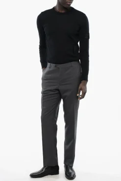 Pantaloni in Lana Vergine ACADEMY con Chiusura Nascosta></noscript>Corneliani Hot