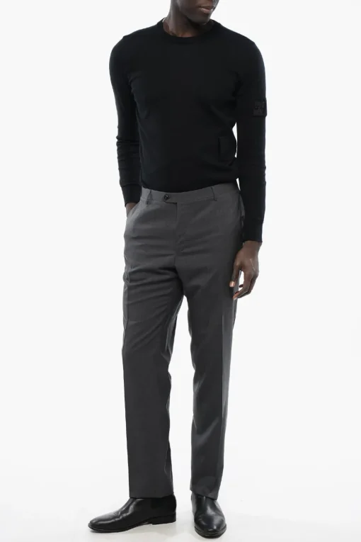 Pantaloni in Lana Vergine ACADEMY con Chiusura Nascosta>Corneliani Hot
