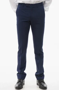 Sale Pantaloni in Lana Vergine Jacquard con Passanti Uomo Pantaloni