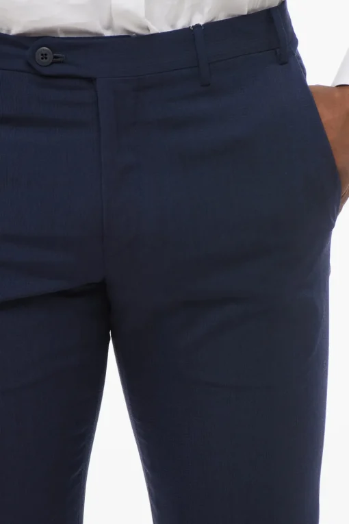 Sale Pantaloni in Lana Vergine Jacquard con Passanti Uomo Pantaloni