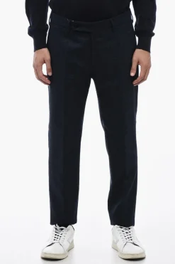 Fashion Pantaloni in Lana Vergine con Motivo Check Uomo Pantaloni
