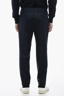 Fashion Pantaloni in Lana Vergine con Motivo Check Uomo Pantaloni