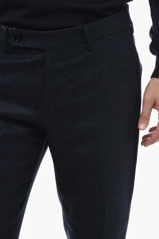 Fashion Pantaloni in Lana Vergine con Motivo Check Uomo Pantaloni