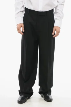 Pantaloni in Lana Vergine a 2 Pinces con Passanti>Versace Best