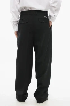 Pantaloni in Lana Vergine a 2 Pinces con Passanti>Versace Best