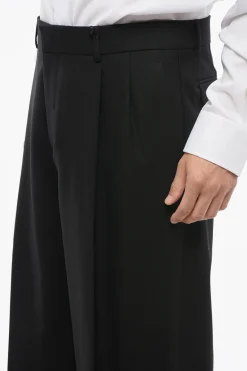 Pantaloni in Lana Vergine a 2 Pinces con Passanti></noscript>Versace Best