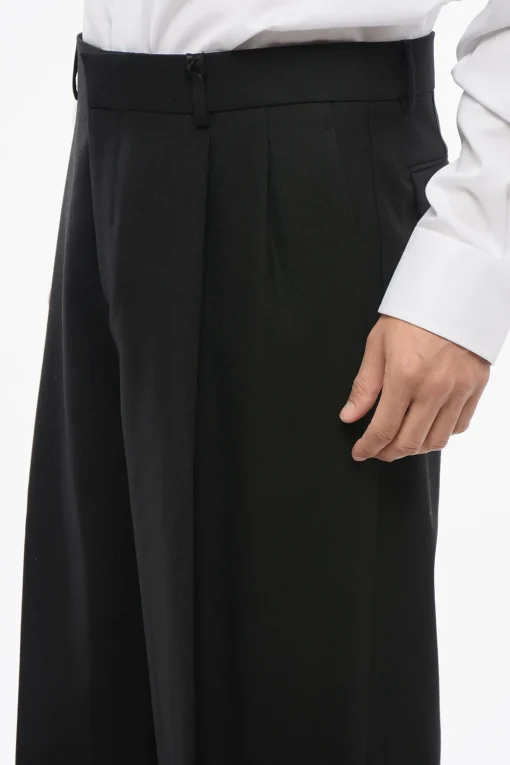 Pantaloni in Lana Vergine a 2 Pinces con Passanti>Versace Best