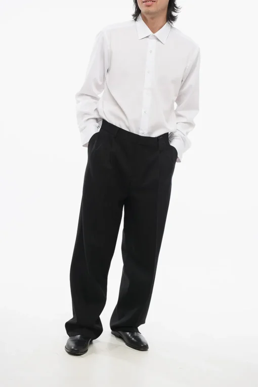 Pantaloni in Lana Vergine a 2 Pinces con Passanti>Versace Best