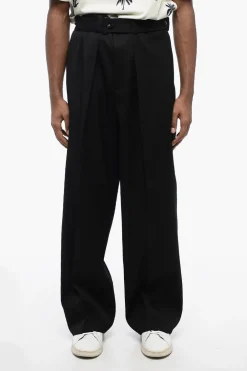 Fashion Pantaloni in Lana Vergine ad 1 Pince con Cintura Uomo Pantaloni