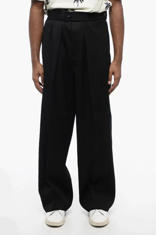 Fashion Pantaloni in Lana Vergine ad 1 Pince con Cintura Uomo Pantaloni