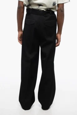 Fashion Pantaloni in Lana Vergine ad 1 Pince con Cintura Uomo Pantaloni