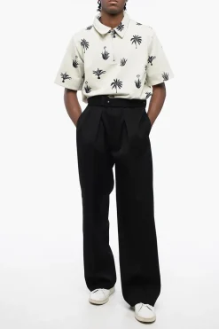 Fashion Pantaloni in Lana Vergine ad 1 Pince con Cintura Uomo Pantaloni