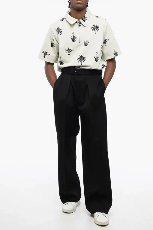 Fashion Pantaloni in Lana Vergine ad 1 Pince con Cintura Uomo Pantaloni