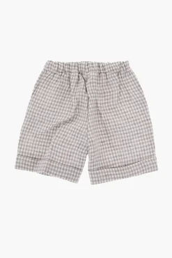 Fashion Pantaloni in Lino a Quadri Ad orlo con Risvolto Bambino Abbigliamento