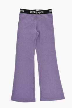 Pantaloni in Lurex Svasati a Costine con Banda Elastica Logata>Palm Angels Kids Clearance