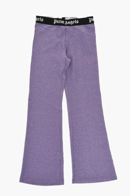 Pantaloni in Lurex Svasati a Costine con Banda Elastica Logata>Palm Angels Kids Clearance