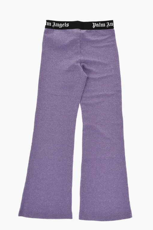 Pantaloni in Lurex Svasati a Costine con Banda Elastica Logata>Palm Angels Kids Clearance