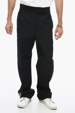 Outlet Pantaloni in Misto Cotone TAPE con Bande Laterali a Contrasto Uomo Pantaloni
