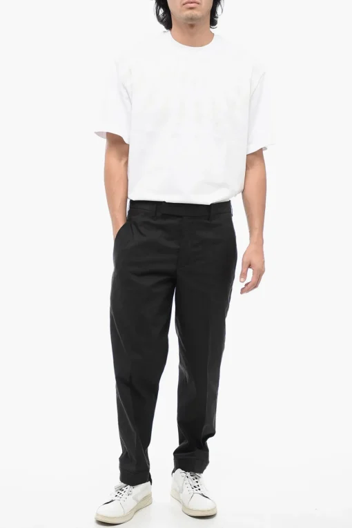 Pantaloni in Misto Cotone METAL HEM con Vita Regolare>Neil Barrett Online