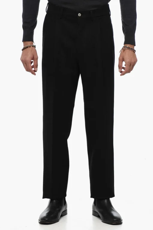 Pantaloni in Misto Lana a Doppia Pince>Santaniello Outlet