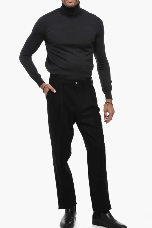 Pantaloni in Misto Lana a Doppia Pince>Santaniello Outlet