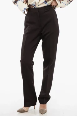 Fashion Pantaloni in Misto Lana a Gamba Diritta Donna Pantaloni
