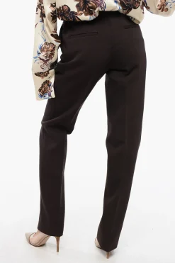 Fashion Pantaloni in Misto Lana a Gamba Diritta Donna Pantaloni