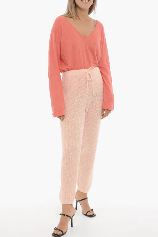 Pantaloni in Misto Lana a Tinta Unita con Elastico in Vita>American Vintage New