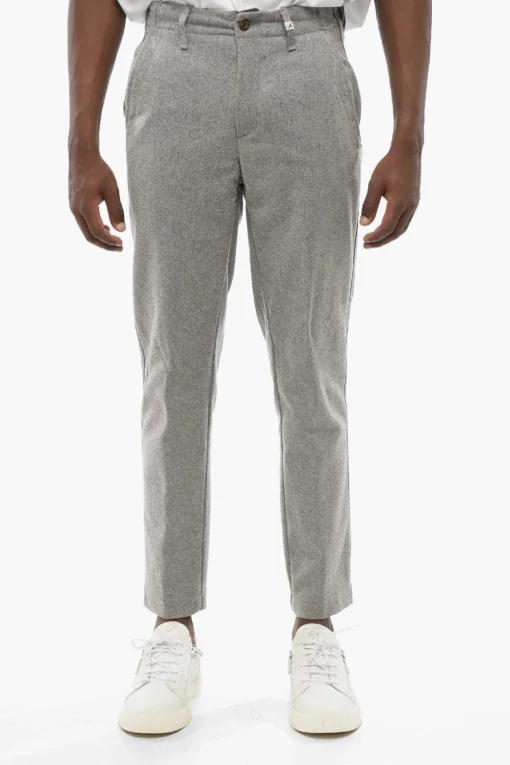 Pantaloni in Misto Lana a Tinta Unita con Passanti>Myths Sale