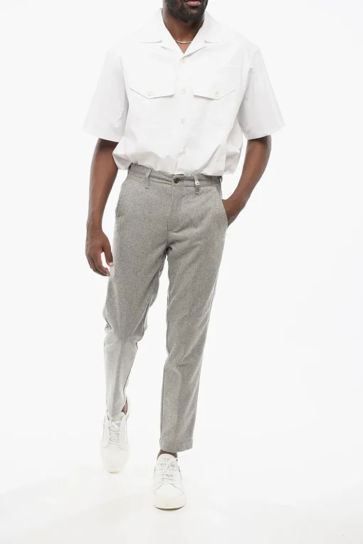 Pantaloni in Misto Lana a Tinta Unita con Passanti>Myths Sale