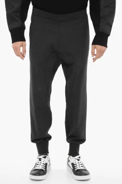 Outlet Pantaloni in Misto Lana con Elastico in Vita Uomo Pantaloni