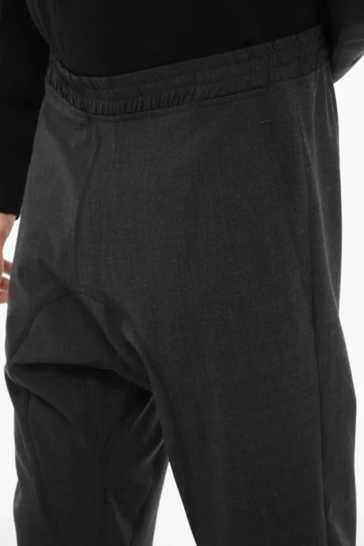 Outlet Pantaloni in Misto Lana con Elastico in Vita Uomo Pantaloni