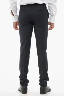 Pantaloni in Misto Lana Pin Check con Passanti>Corneliani Online