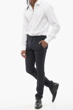 Pantaloni in Misto Lana Pin Check con Passanti></noscript>Corneliani Online