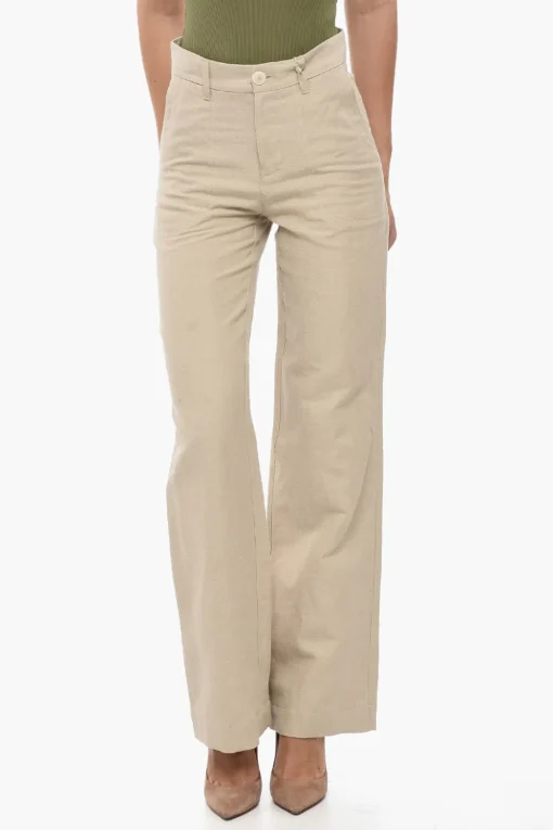Fashion Pantaloni in Misto Lino e Cotone Donna Pantaloni
