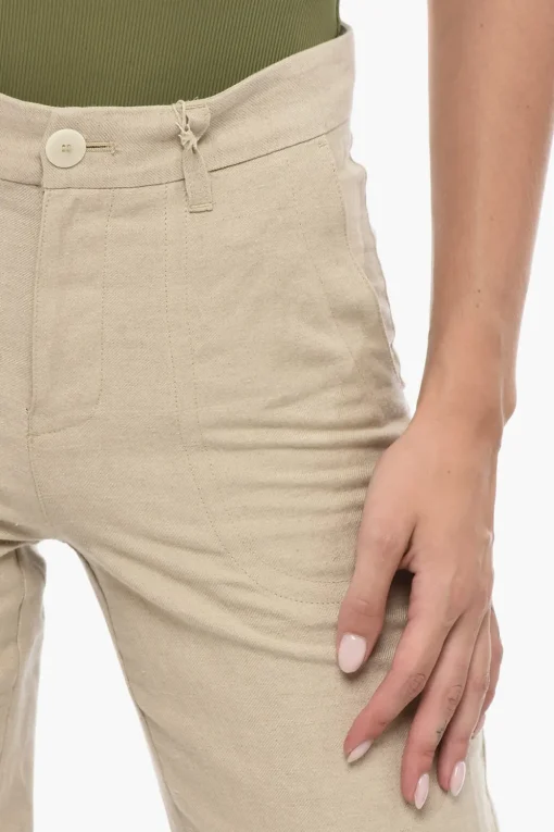 Fashion Pantaloni in Misto Lino e Cotone Donna Pantaloni