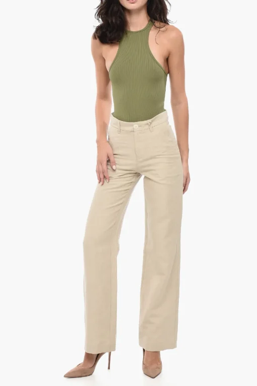 Fashion Pantaloni in Misto Lino e Cotone Donna Pantaloni