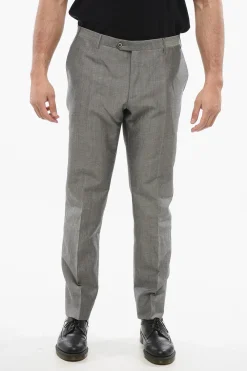 Pantaloni in Misto Lino Effetto Bouclè a Quattro Tasche>Corneliani Discount