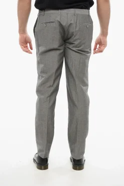 Pantaloni in Misto Lino Effetto Bouclè a Quattro Tasche>Corneliani Discount