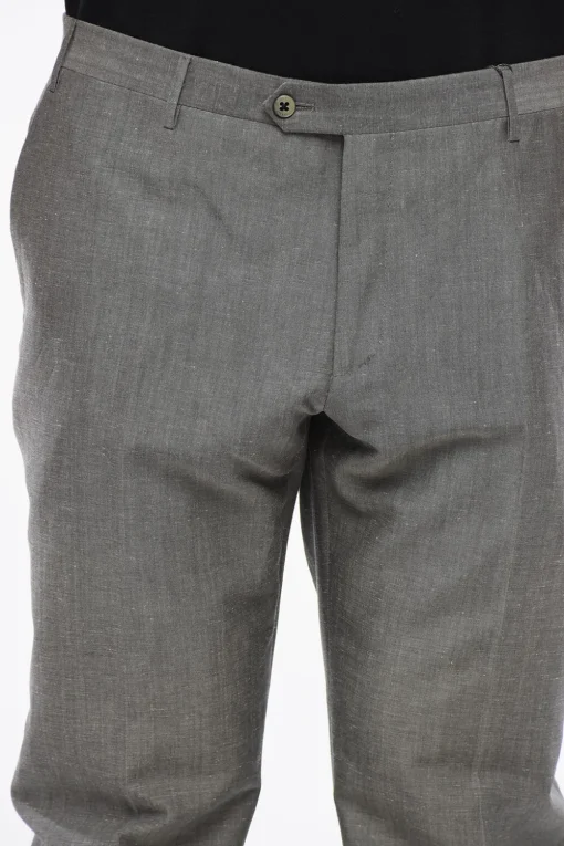Pantaloni in Misto Lino Effetto Bouclè a Quattro Tasche>Corneliani Discount