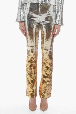 Pantaloni in Paillettes Degradè con Bottoni alla Caviglia>Paco Rabanne Discount