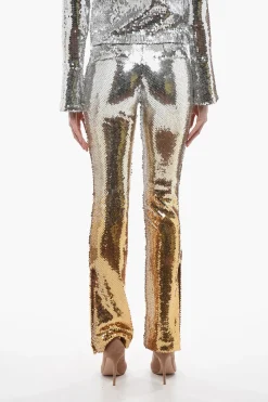 Pantaloni in Paillettes Degradè con Bottoni alla Caviglia>Paco Rabanne Discount