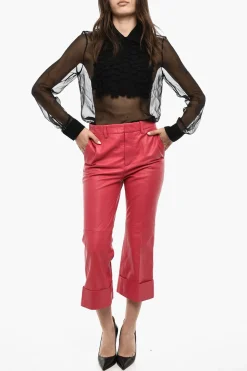 Pantaloni In Pelle ad Orlo Con Risvolto></noscript>Dsquared2 Hot
