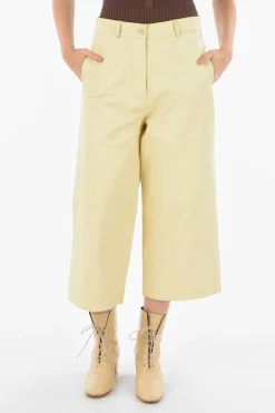 Clearance Pantaloni in Pelle CELICE Wide Leg Donna Pantaloni